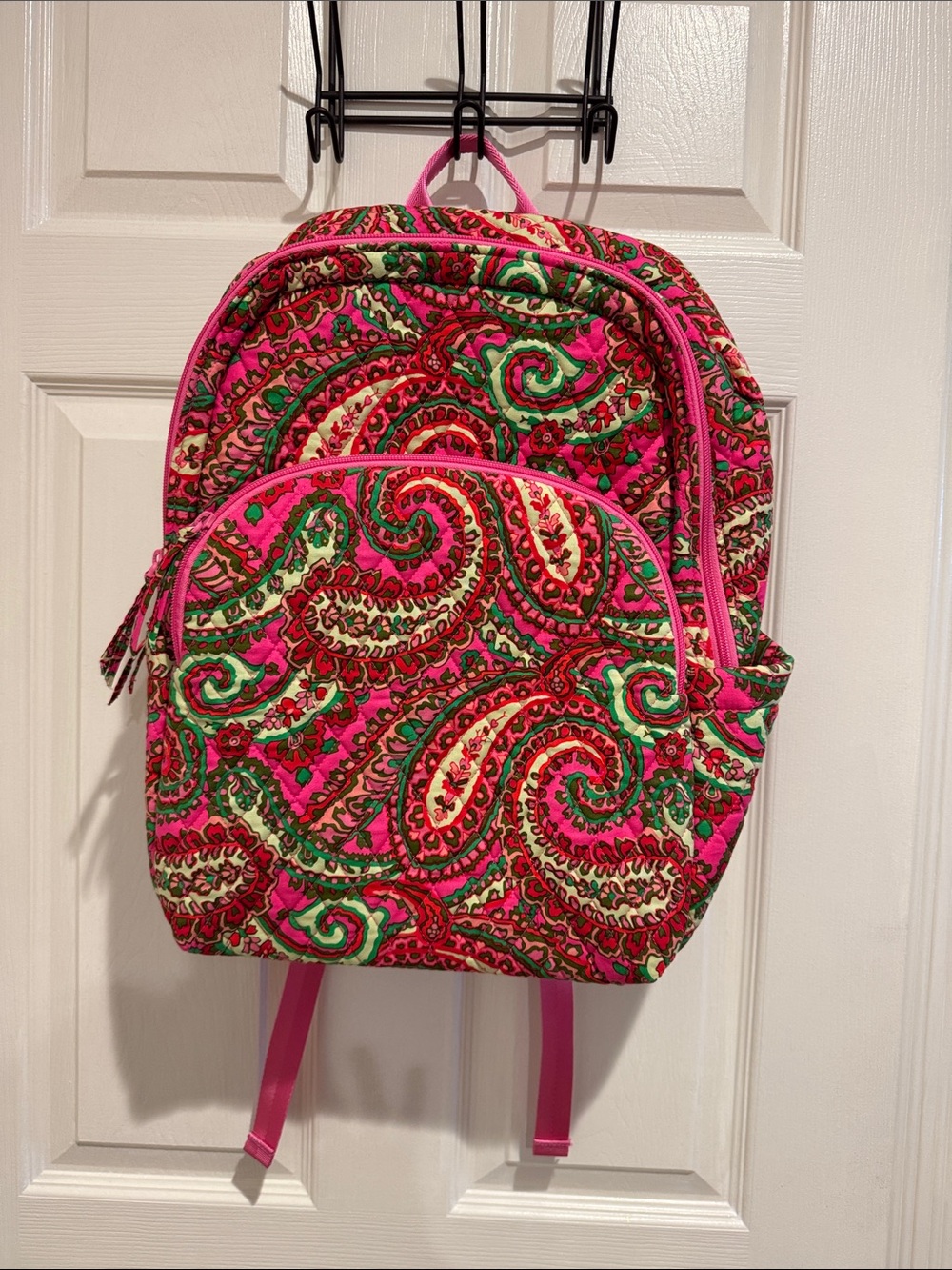 VERA BRAD VAPRI PINK QUILTED PAISLEY PATTERN LARGE BACKPACK